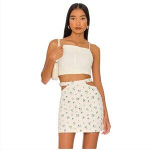 NWT Revolve WeWoreWhat Cut Out  Mini Skirt Ivory Watercolor Ditsy Floral